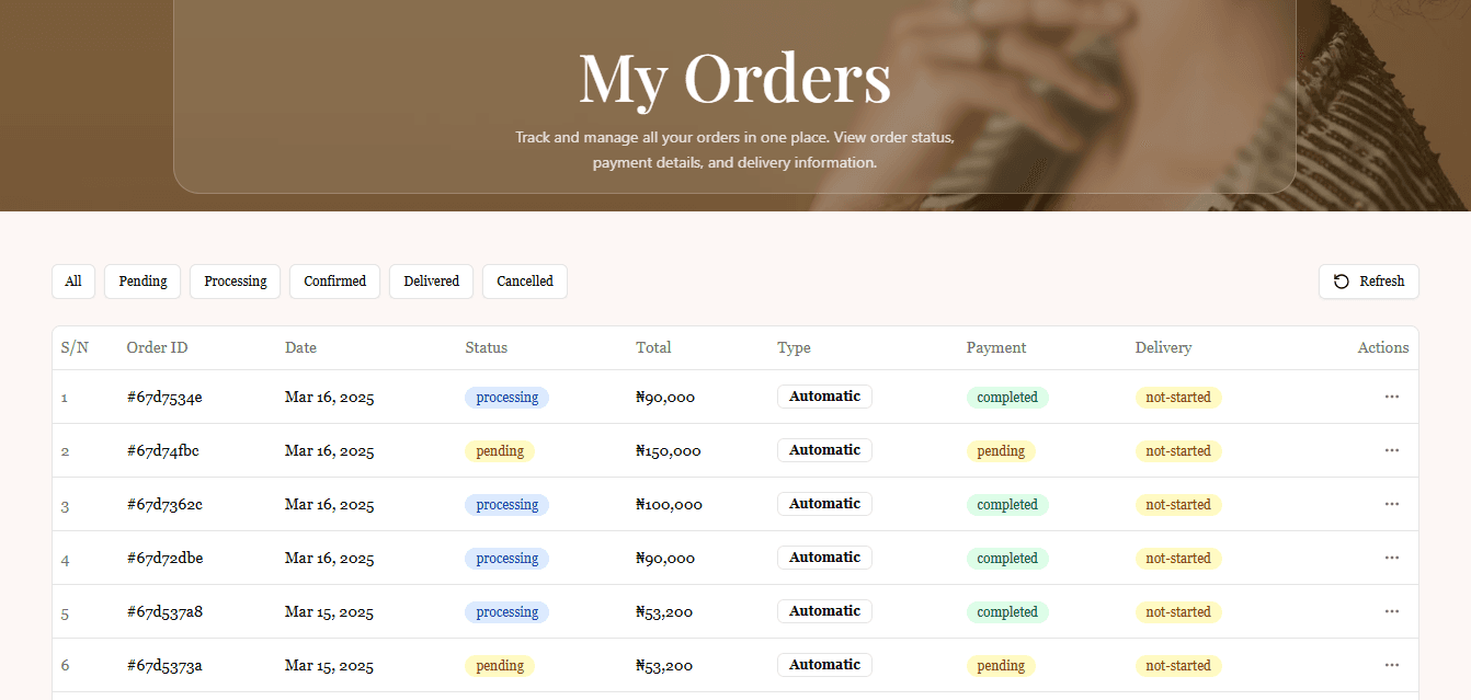 Street Comfort Order Management